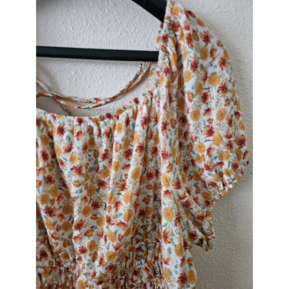 Torrid Women's Floral Crinkle Gauze Cris Cross Back Bohemia Chic Top Size 1 - Picture 6 of 13